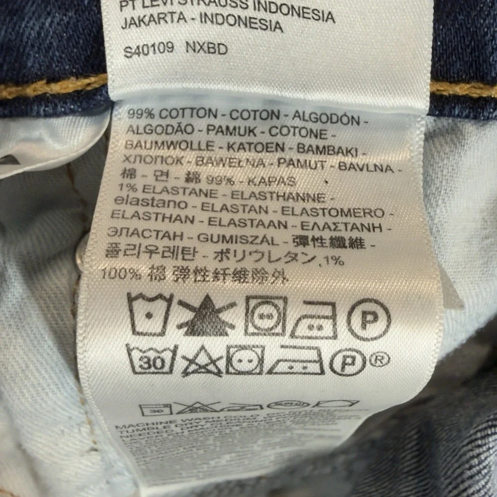 Levis 511 Jeans Mens 34x30‎ Blue Slim Straight Mid Rise Dark Wash Stretch